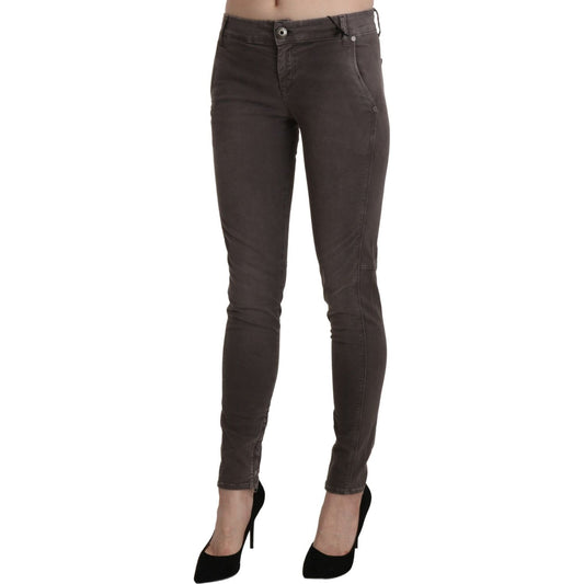 Ermanno Scervino Chic Brown Low Waist Skinny Trousers brown-low-waist-skinny-slim-trouser-cotton-jeans