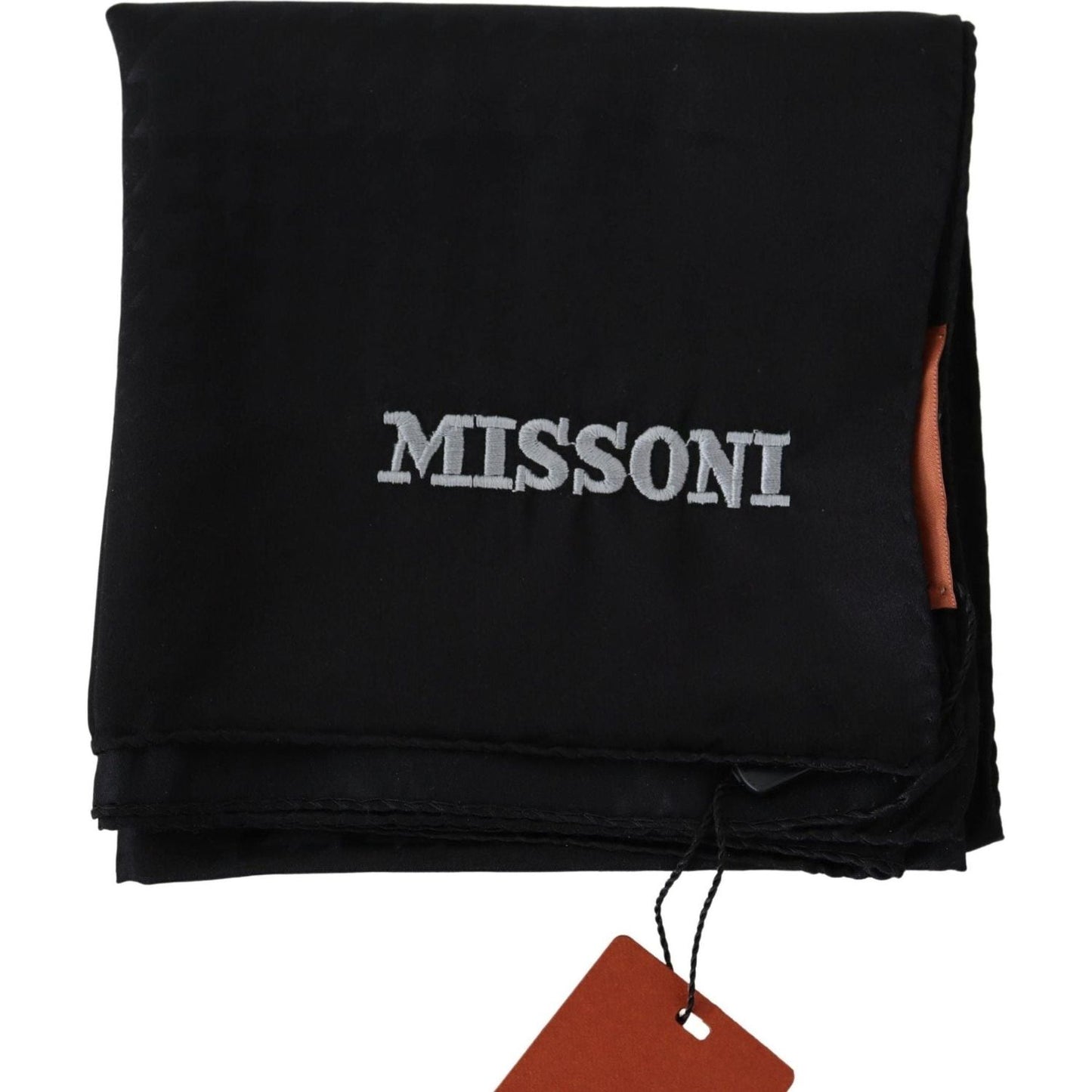 Missoni Elegant Black Wool Scarf with Logo Embroidery black-wool-knit-unisex-neck-wrap-shawl-scarf-1