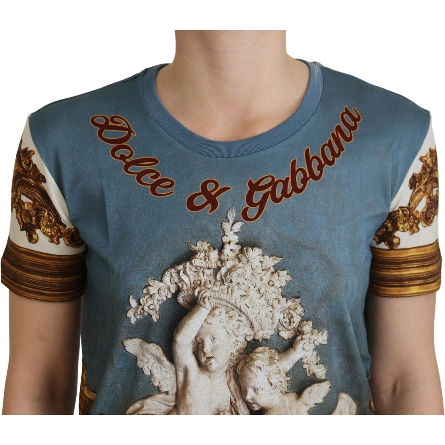 Dolce & Gabbana Chic Angel Print Casual Cotton Tee multicolor-dg-logo-angel-printed-shirt-top