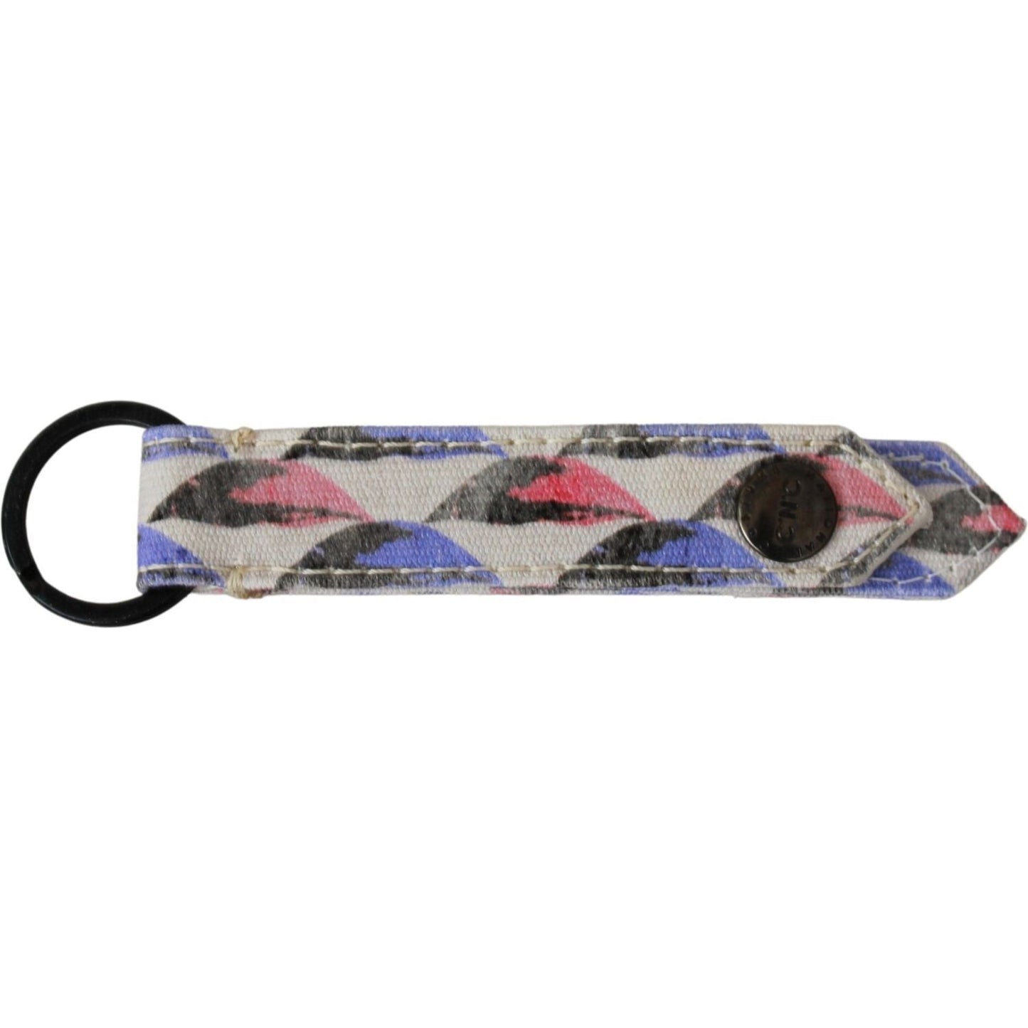 Costume National Chic Tri-Color Keychain Accessory Keychain white-ring-branded-textile-keychain