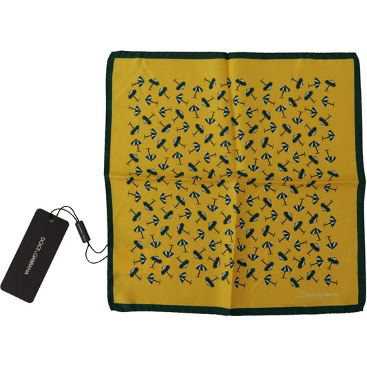 Dolce & Gabbana Elegant Silk Men's Square Scarf Wrap yellow-printed-dg-logo-square-mens-handkerchief-scarf