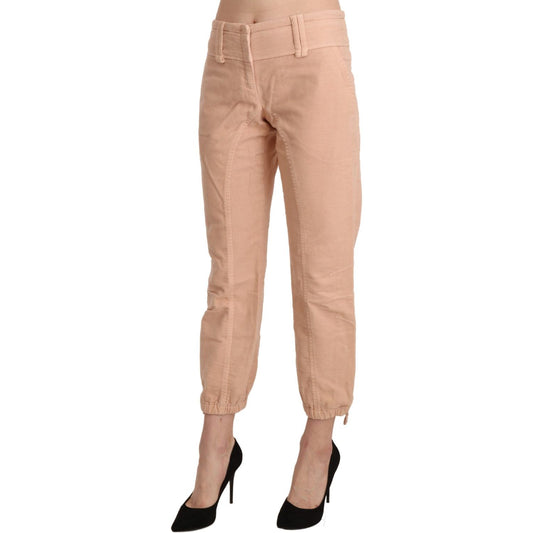 Ermanno Scervino Chic Beige Cropped Cotton Pants beige-mid-waist-cropped-cotton-trouser-pants Jeans & Pants IMG_1268-scaled-1b9289b7-d94.jpg