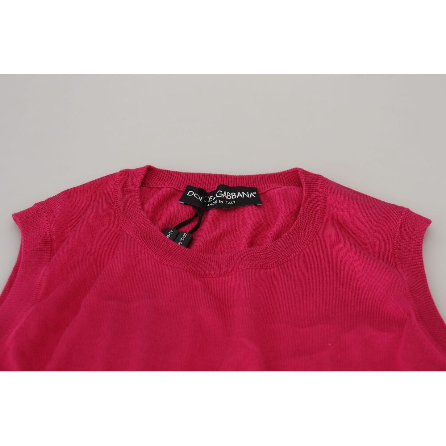 Dolce & Gabbana Chic Pink Silk Sleeveless Tank Top Vest pink-silk-vest-pullover-crewneck-tank-top