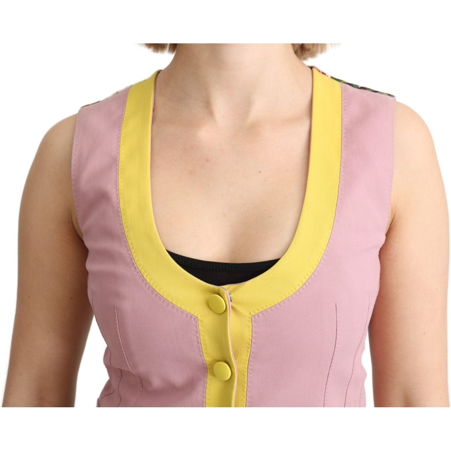 Dolce & Gabbana Chic Sleeveless Vest in Pink Hues pink-sleeveless-waistcoat-vest-cotton-top