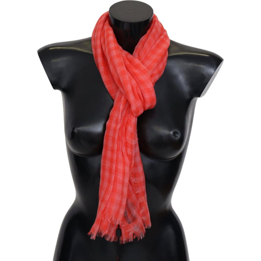 Missoni Luxurious Cashmere Checkered Scarf orange-check-cashmere-unisex-wrap-fringes-scarf
