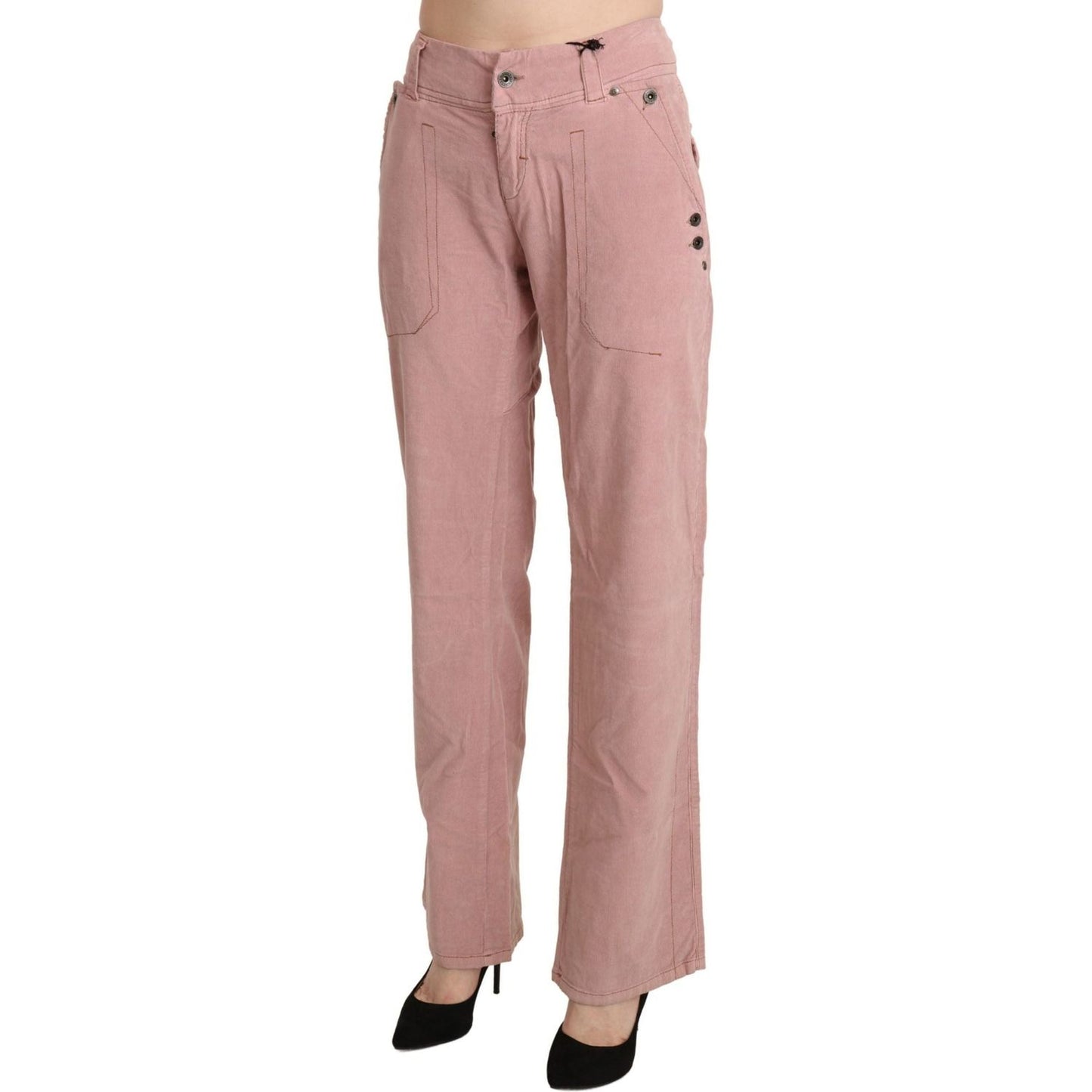 Ermanno Scervino Pink High Waist Straight Cotton Trouser Pants pink-high-waist-straight-cotton-trouser-pants