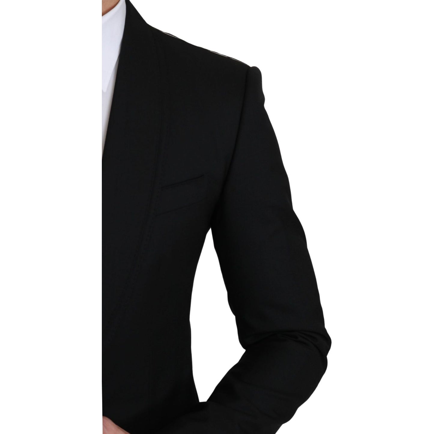 Dolce & Gabbana Elegant Black Virgin Wool Formal Blazer black-single-breasted-formal-wool-blazer