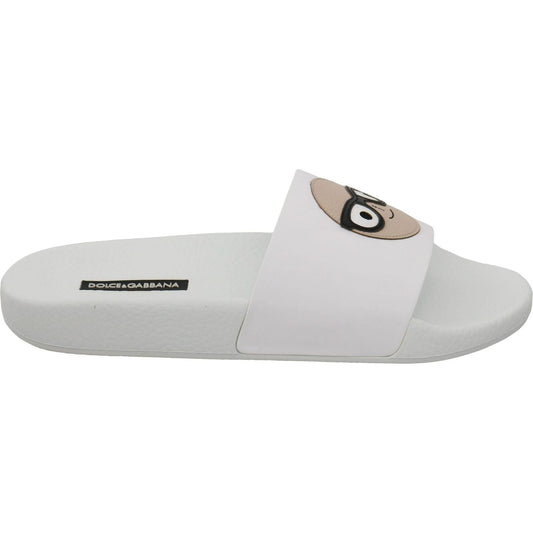 Dolce & Gabbana Chic White Slide Sandals - Luxury Summer Footwear white-leather-dgfamily-slides-shoes-sandals IMG_1293-scaled-394b3d4b-f8e.jpg