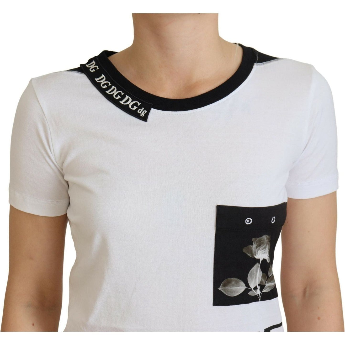 Dolce & Gabbana Chic Monochrome 'Here and Now' Cotton Tee white-cotton-t-shirt-crewneck-t-shirt