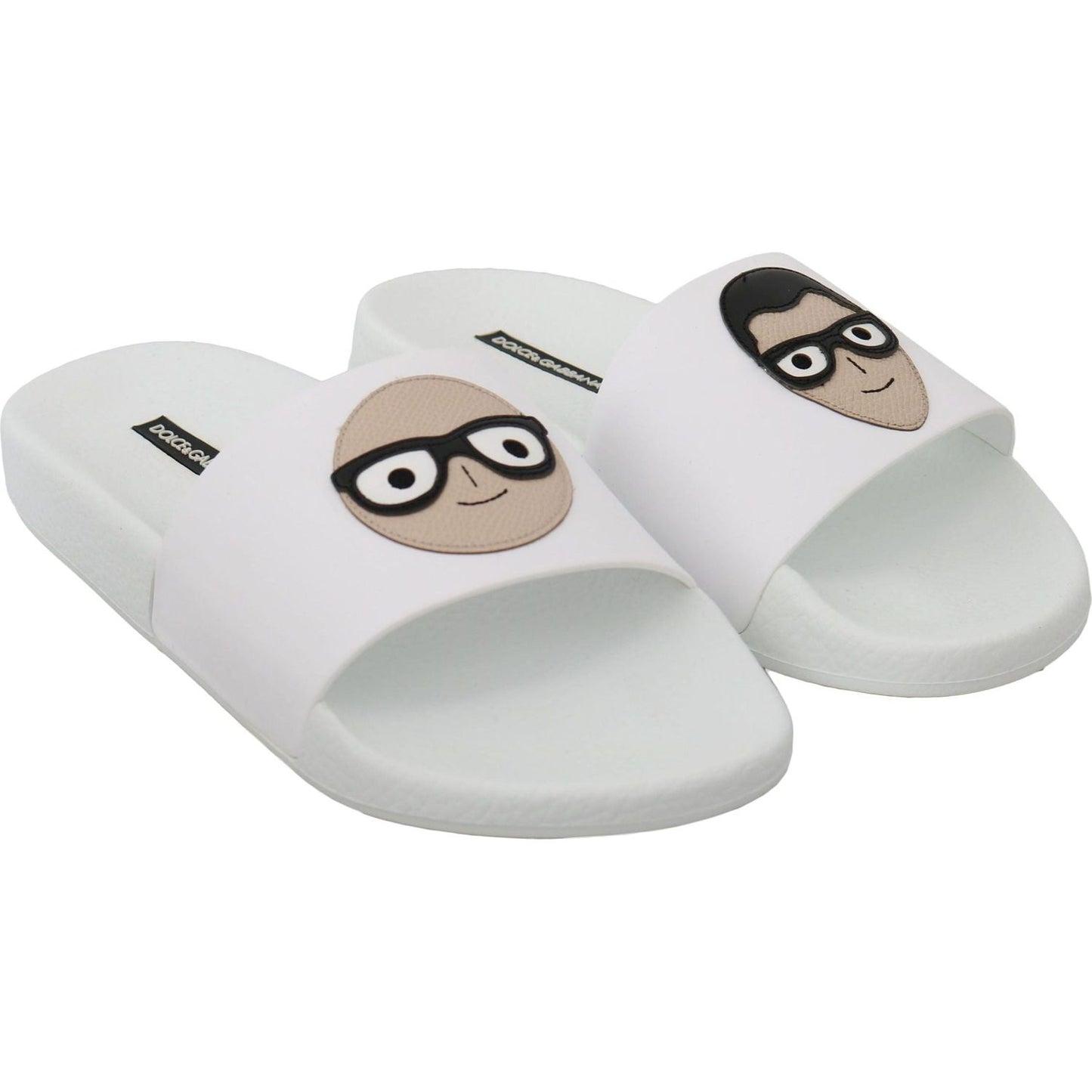 Dolce & Gabbana Chic White Slide Sandals - Luxury Summer Footwear white-leather-dgfamily-slides-shoes-sandals