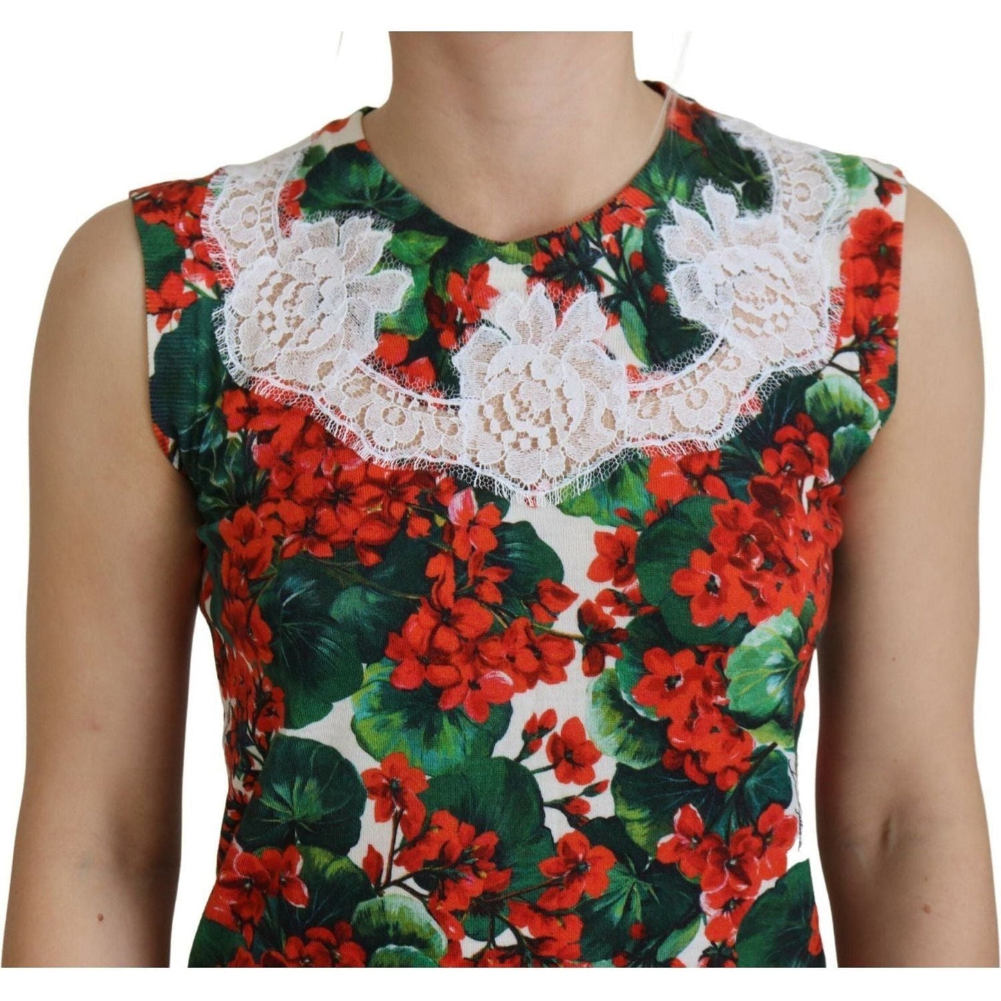 Dolce & Gabbana Chic Floral Print Tank Top Vest white-floral-wool-lace-vest-tank-top