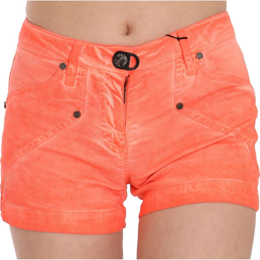 PLEIN SUD Chic Orange Mid Waist Mini Shorts orange-mid-waist-cotton-denim-mini-shorts IMG_1308.jpg