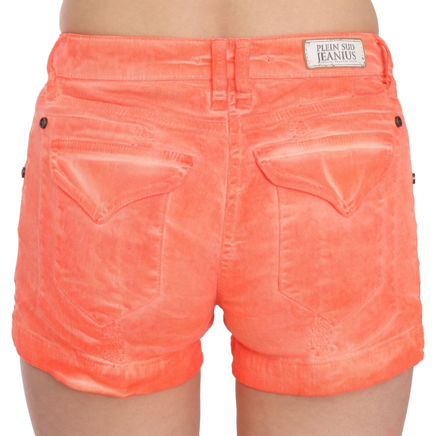 PLEIN SUD Chic Orange Mid Waist Mini Shorts orange-mid-waist-cotton-denim-mini-shorts