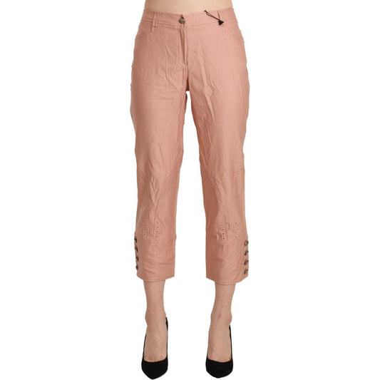 Ermanno Scervino Chic High Waist Cropped Cotton Trousers cotton-pink-high-waist-cropped-trouser-pants