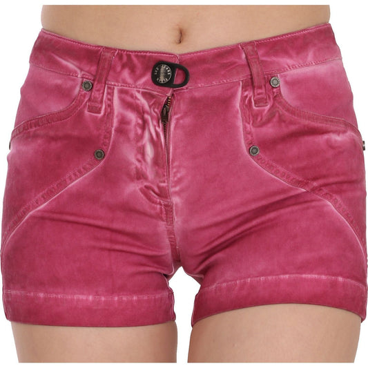 PLEIN SUD Chic Pink Washed Denim Shorts pink-mid-waist-cotton-mini-denim-shorts IMG_1347.jpg