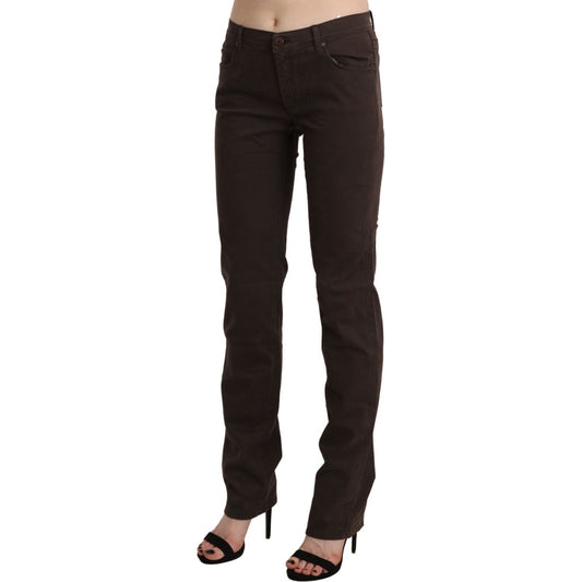 Ermanno Scervino Chic Brown Mid Waist Skinny Trousers brown-mid-waist-skinny-slim-trouser-cotton-jeans