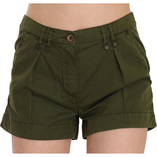 PLEIN SUD Emerald Mid Waist Cotton Shorts green-mid-waist-100-cotton-mini-shorts