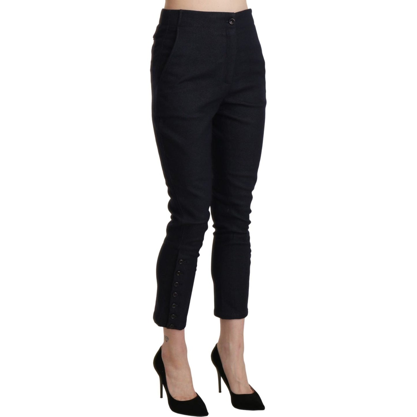 Ermanno Scervino Chic High Waist Cropped Capri Pants Jeans & Pants black-high-waist-capri-cropped-cotton-pants