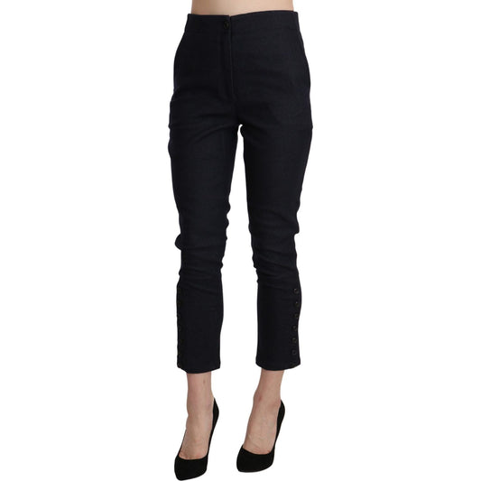 Ermanno Scervino Chic High Waist Cropped Capri Pants Jeans & Pants black-high-waist-capri-cropped-cotton-pants