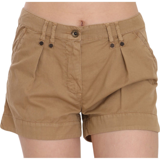 PLEIN SUD Chic Brown Mid Waist Mini Shorts brown-mid-waist-100-cotton-mini-shorts