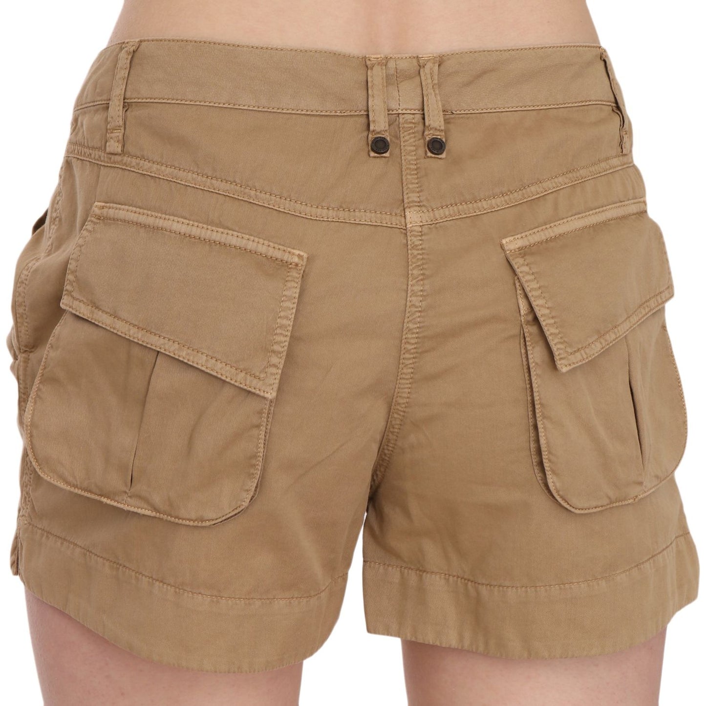 PLEIN SUD Chic Brown Mid Waist Mini Shorts brown-mid-waist-100-cotton-mini-shorts