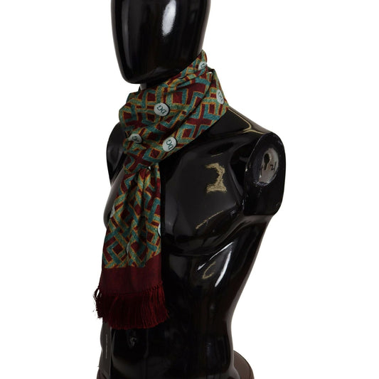 Dolce & Gabbana Elegant Multicolor Silk Men's Scarf Wrap multicolor-dg-logo-shawl-warm-neck-wrap-fringe-scarf-3