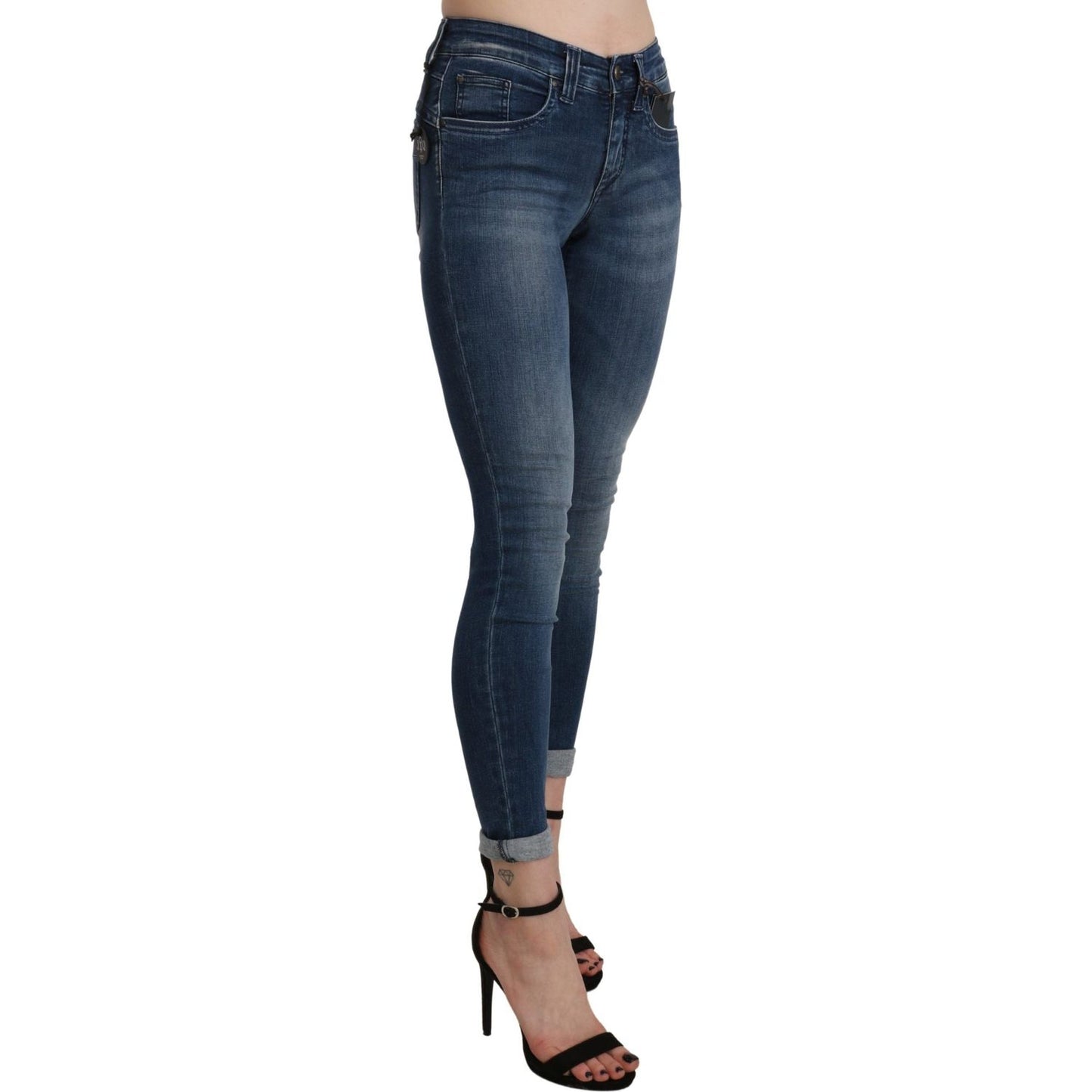 Ermanno Scervino Chic Blue High Waist Cropped Jeans blue-washed-high-waist-skinny-cropped-cotton-jeans