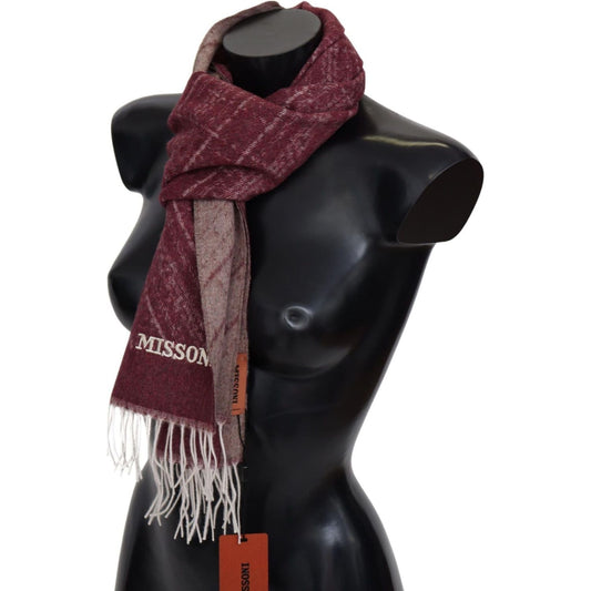 Missoni Elegant Cashmere Fringed Scarf maroon-100-cashmere-unisex-neck-wrap-fringes-scarf