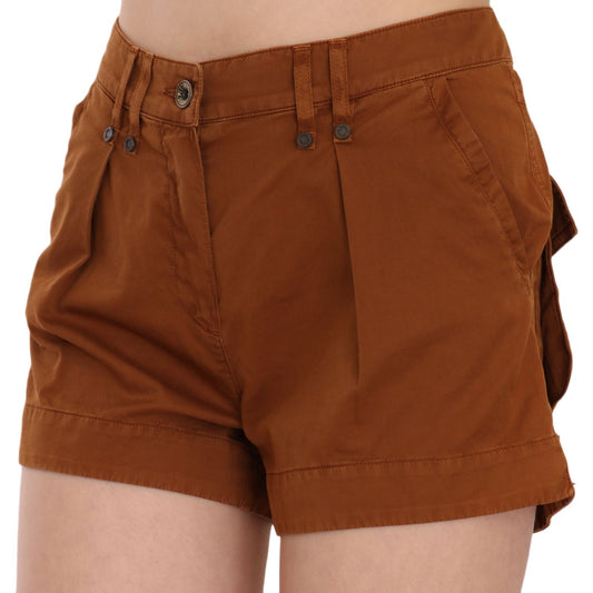 PLEIN SUD Chic Brown Mid Waist Mini Shorts brown-mid-waist-cotton-denim-mini-shorts