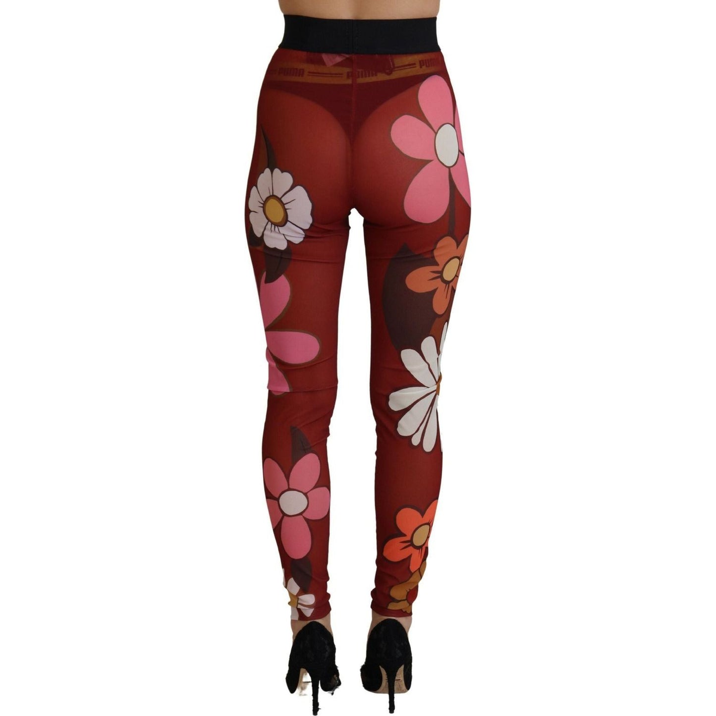 Dolce & Gabbana Floral Red High Waist Leggings red-floral-leggings-stretch-waist-pants