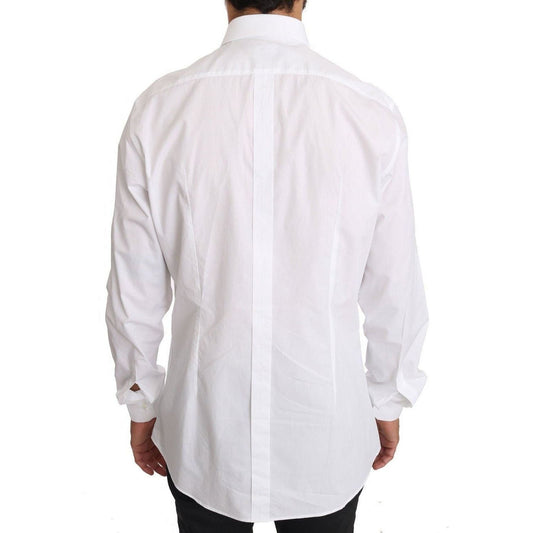Dolce & Gabbana Elegant Slim Fit Dress Shirt in Pure White MAN SHIRTS white-cotton-gold-dress-shirt IMG_1430.jpg