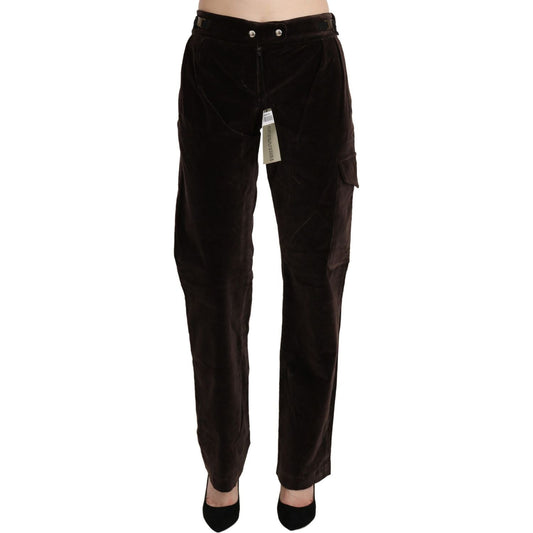 Ermanno Scervino Chic High Waist Cargo Pants in Sophisticated Brown brown-high-waist-cargo-straight-cotton-pants