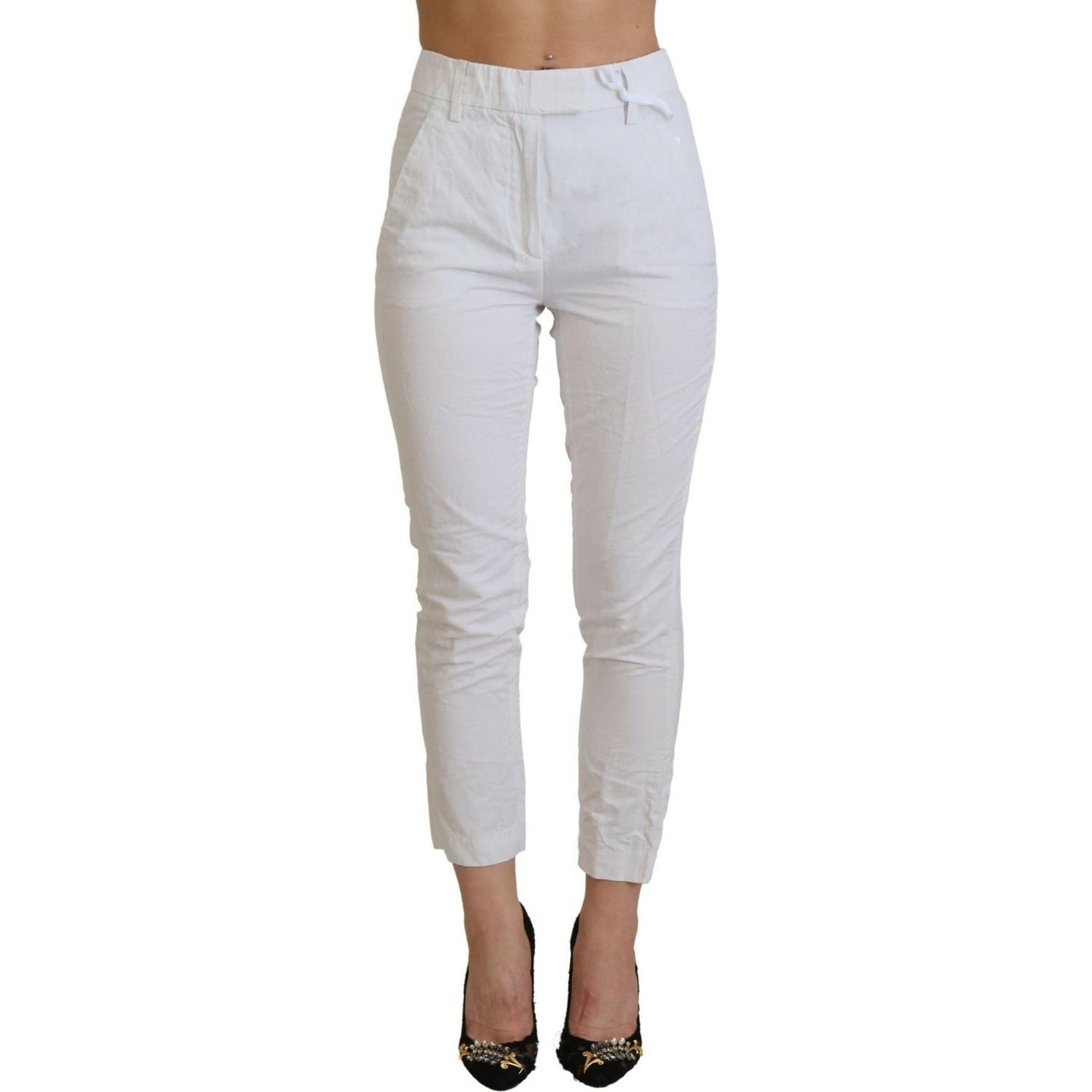 Dondup Elegant High Waist Tapered White Pants white-high-waist-tapered-women-pants IMG_1435-scaled-03547f56-6a1.jpg