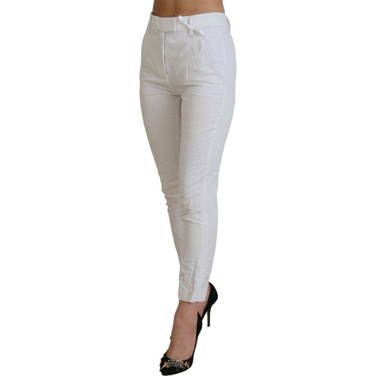 Dondup Elegant High Waist Tapered White Pants white-high-waist-tapered-women-pants