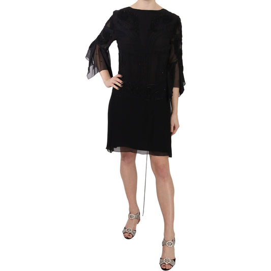 John Richmond Elegant Black Sequined Silk Mini Dress black-sequined-silk-mini-shift-gown IMG_1438-scaled-ea5f3bd0-b34.jpg