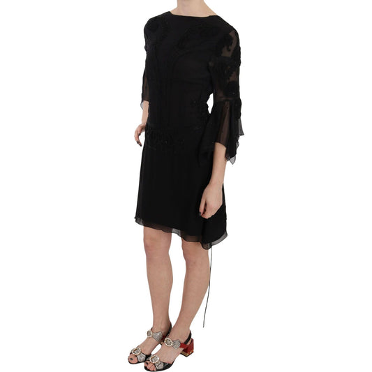 John Richmond Elegant Black Sequined Silk Mini Dress black-sequined-silk-mini-shift-gown IMG_1440-scaled-54cd62be-3c9.jpg