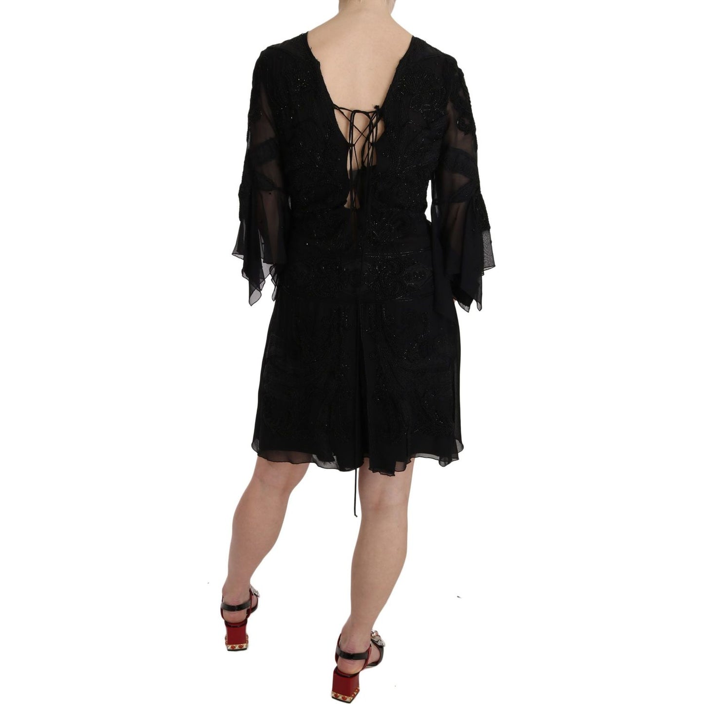 John Richmond Elegant Black Sequined Silk Mini Dress black-sequined-silk-mini-shift-gown IMG_1441-scaled-6a927de9-314.jpg