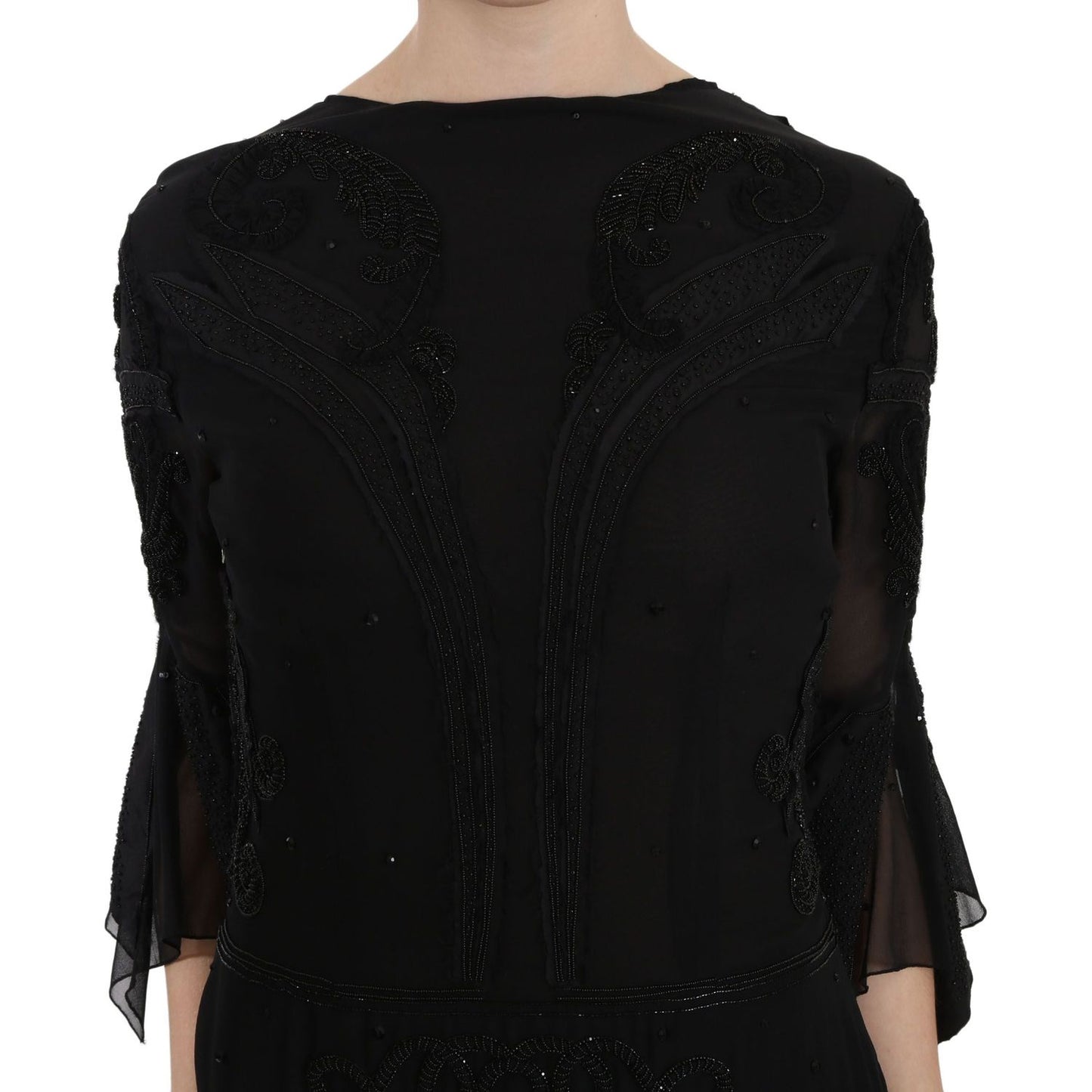 John Richmond Elegant Black Sequined Silk Mini Dress black-sequined-silk-mini-shift-gown IMG_1442-1c0d8f94-849.jpg