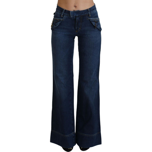 Just Cavalli Chic Flared Cotton Denim Jeans blue-low-waist-flared-leg-cotton-denim-jeans
