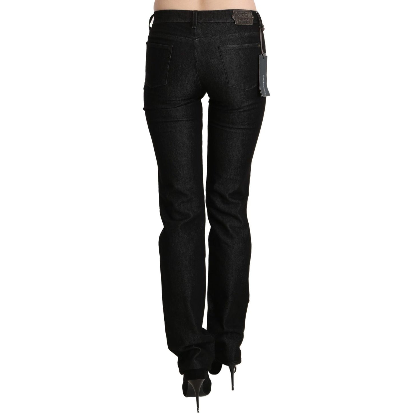 Ermanno Scervino Chic Black Mid Waist Skinny Jeans Jeans & Pants black-mid-waist-skinny-slim-denim-trouser