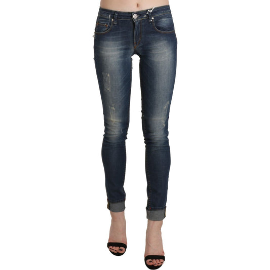 Acht Chic Blue Washed Skinny Cropped Jeans blue-washed-low-waist-skinny-cropped-denim-trouser