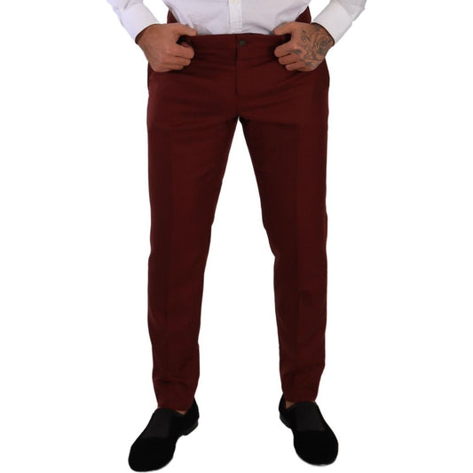 Dolce & Gabbana Elegant Cashmere-Silk Red Dress Pants red-cashmere-silk-dress-men-trouser-pants
