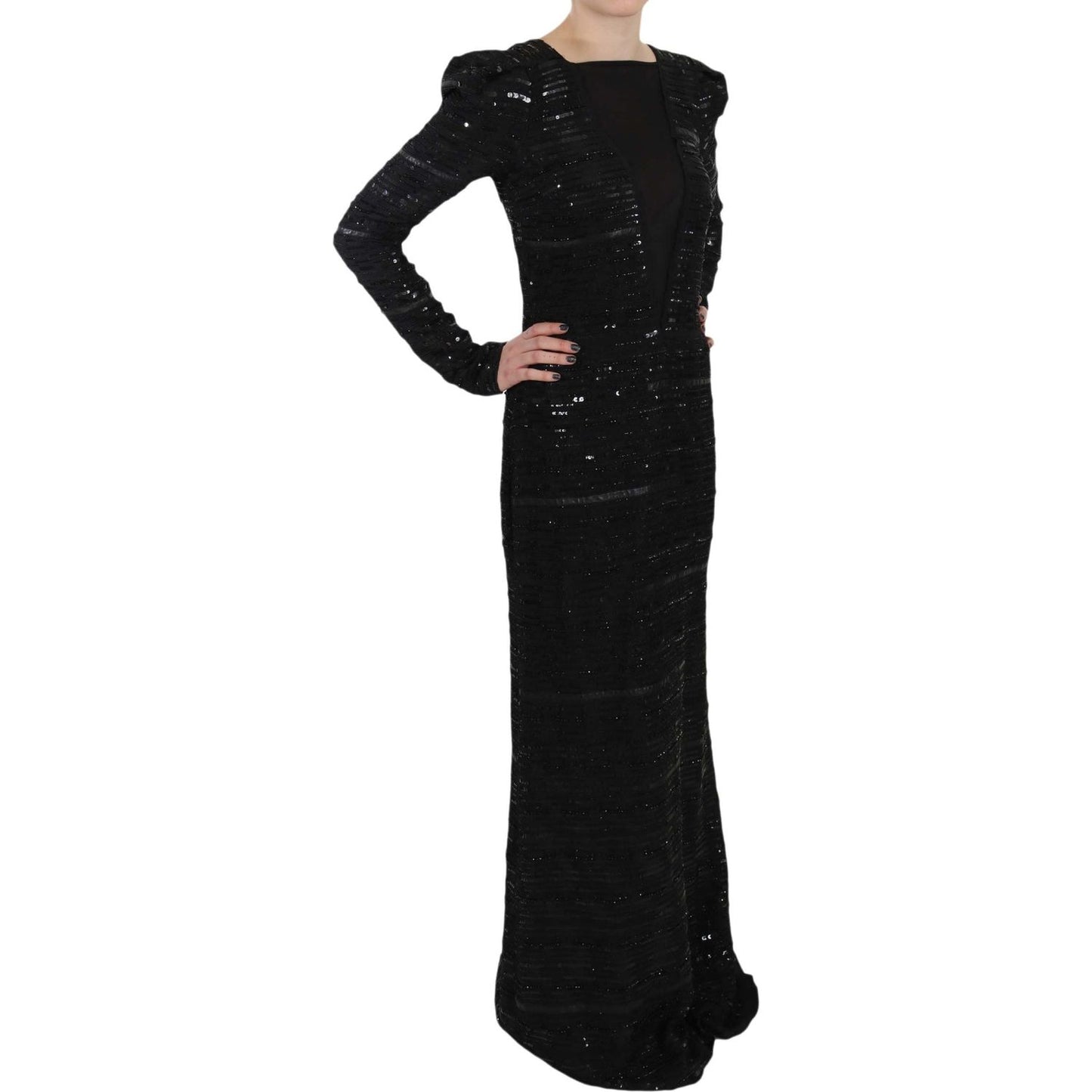 John Richmond Black Silk Sheath Maxi Dress with Sequins black-silk-full-length-sequined-gown-dress IMG_1463-scaled-28600b75-17a.jpg