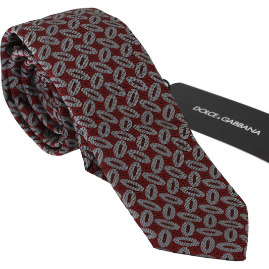 Dolce & Gabbana Elegant Red Printed Silk Neck Tie Necktie red-100-silk-printed-wide-necktie-men-tie