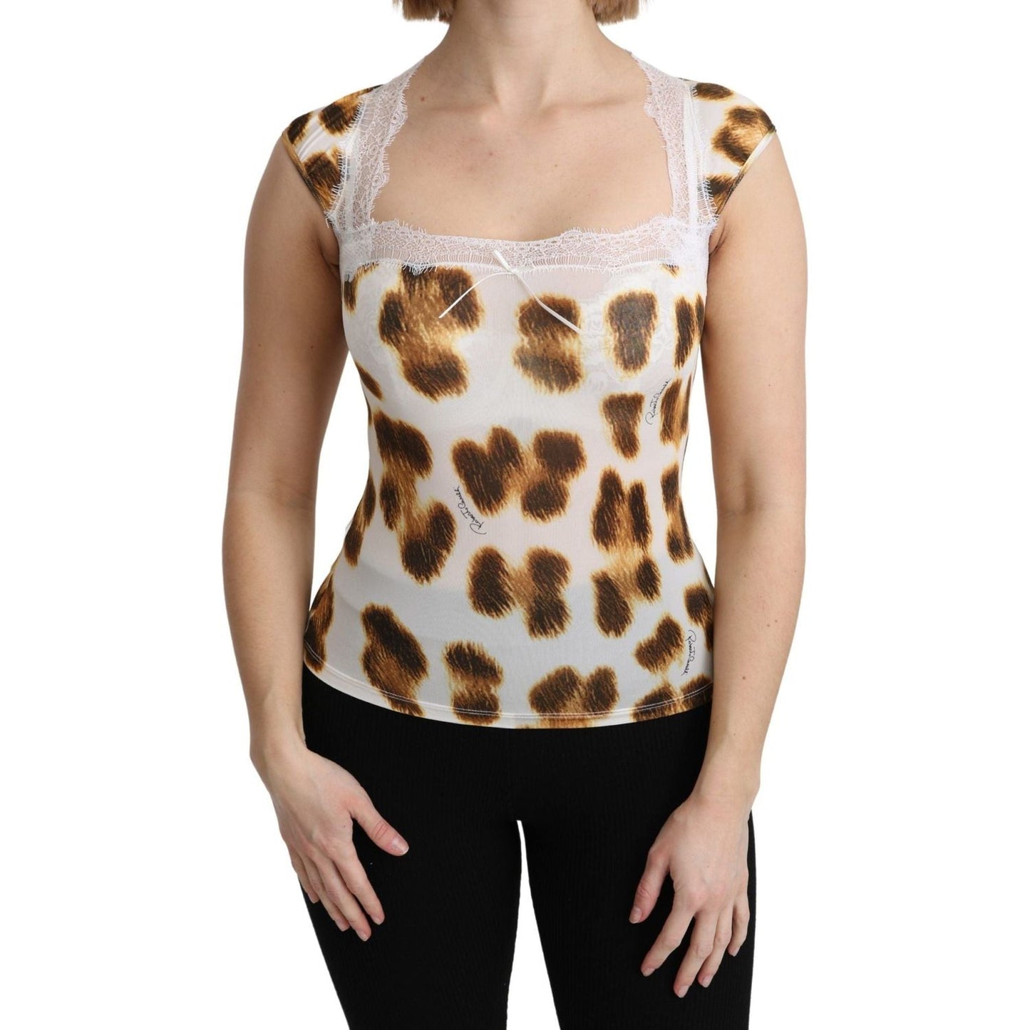 Roberto Cavalli Chic Leopard Lingerie Blouse Top white-brown-camisole-underwear-blouse IMG_1471-scaled-5c83ec8d-0d9.jpg