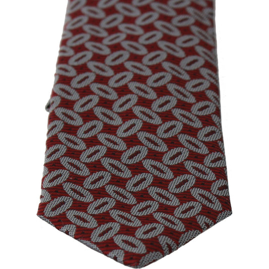 Dolce & Gabbana Elegant Red Printed Silk Neck Tie Necktie red-100-silk-printed-wide-necktie-men-tie