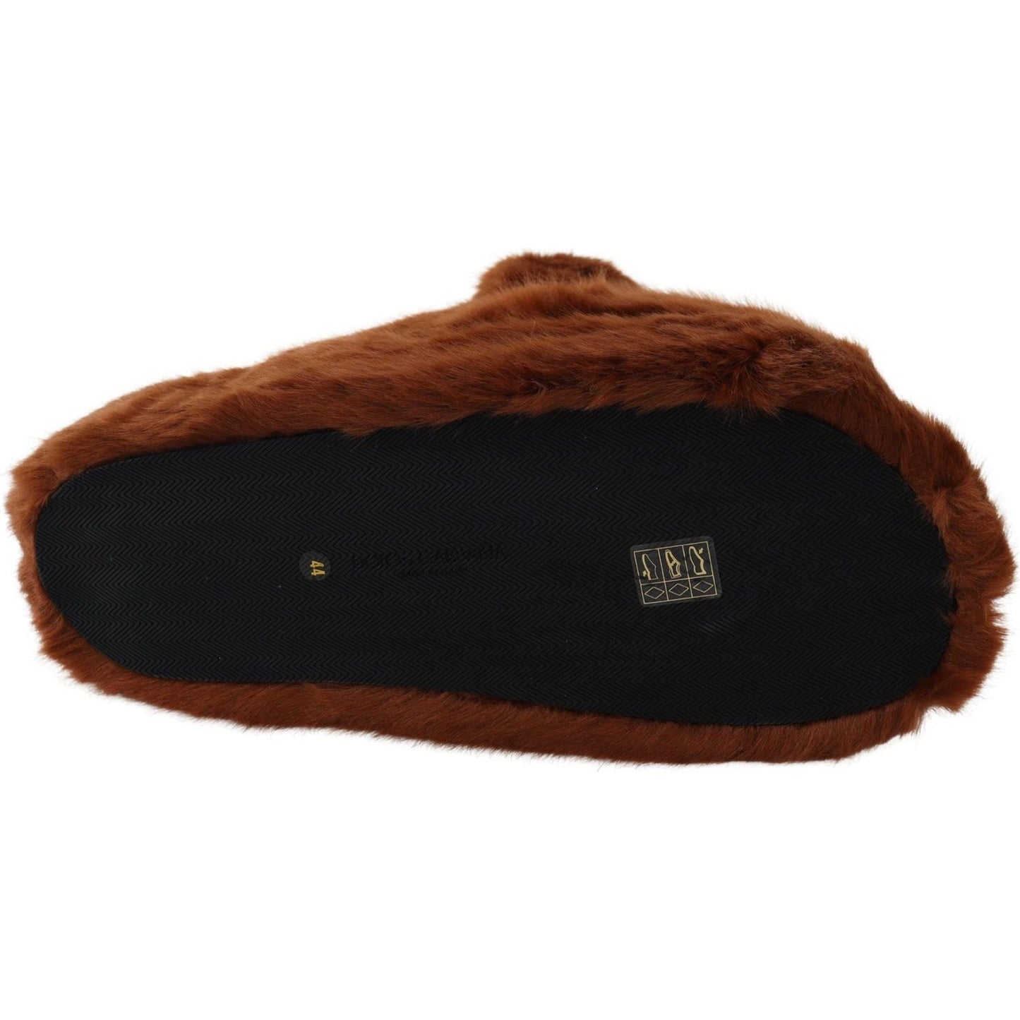 Dolce & Gabbana Teddy Bear Embellished Brown Loafers brown-teddy-bear-slippers-sandals-shoes