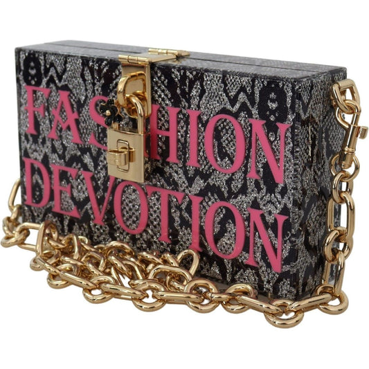 Dolce & Gabbana Gray Resin Dolce Box Clutch with Gold Details WOMAN SHOULDER BAGS gray-fashion-devotion-clutch-plexi-sicily-box-purse IMG_1510-b942a4b1-11c.jpg