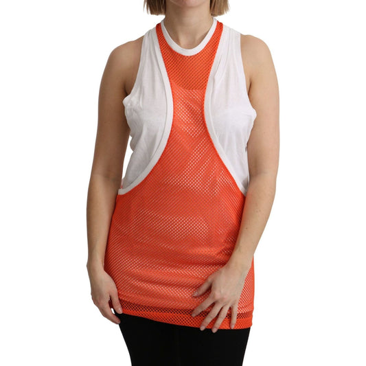 Dsquared² Elegant Sleeveless Cotton Tank in Orange orange-white-crewneck-sleeveless-tank-t-shirt-dress-top IMG_1512-scaled-b68d00e9-26a.jpg