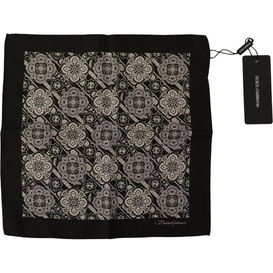 Dolce & Gabbana Elegant Silk Men's Square Scarf black-patterned-dg-printed-square-handkerchief-scarf-1